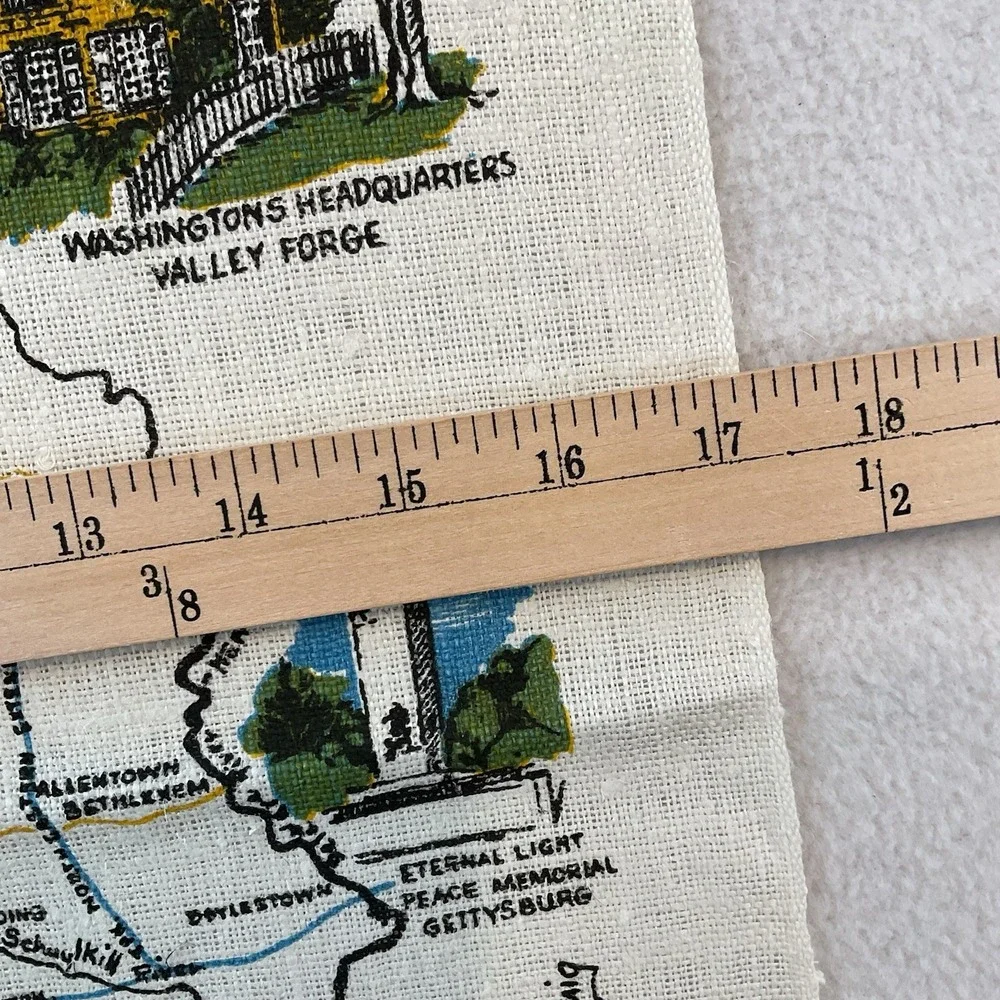 Kay Dee Handprints Linen Kitchen Towel Pennsylvania Map Tourist Attractions VTG